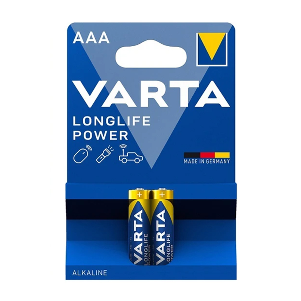 باتری نیم قلمی آبی آلکالاین وارتا Longlife Power بسته ۲ عددی